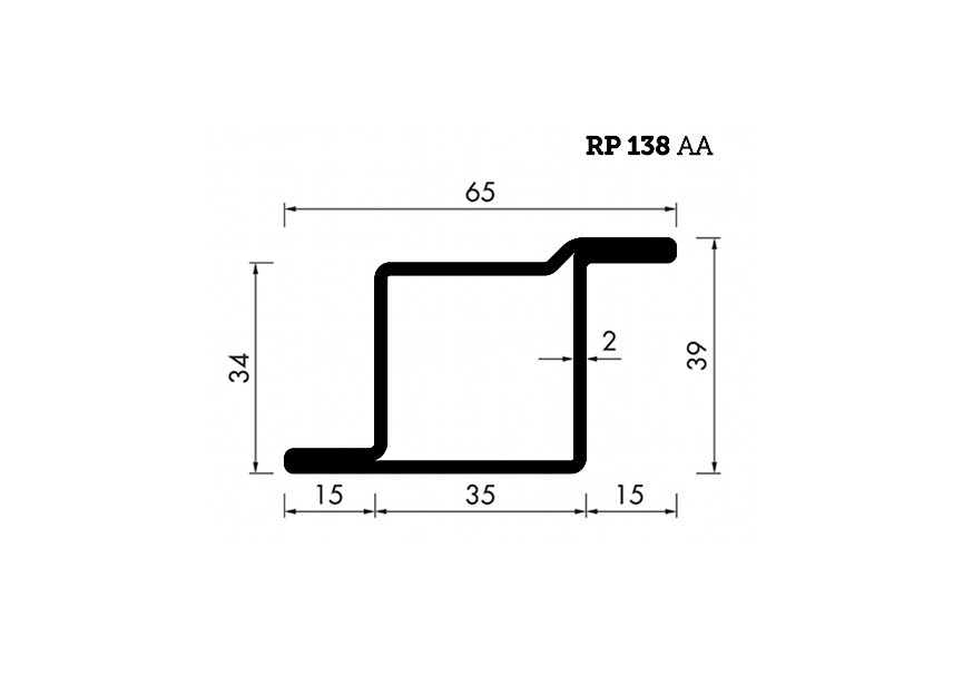 RP138AA~~L=6000mm HOP profiel in brut staal Z(V)34x35x15x2