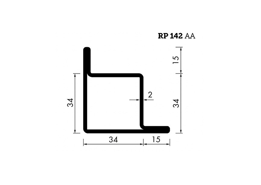 RP142AA~~L=6000mm HOP profiel in brut staal W34x34x15x2