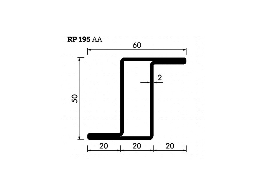 RP195AA~~L=6000mm HOP profiel in brut staal Z50x20x20x2