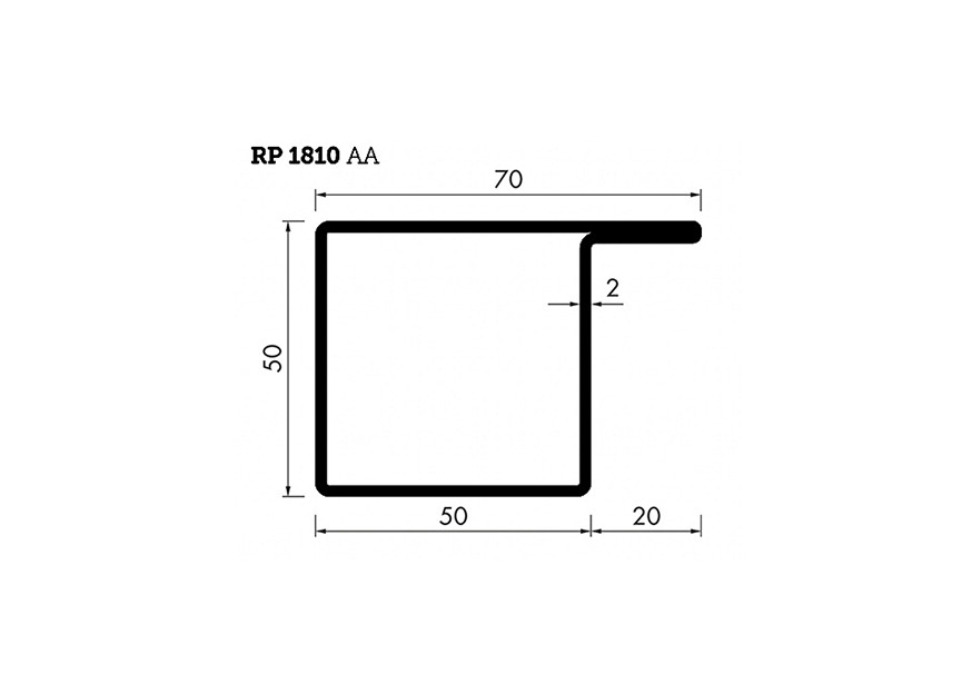 RP1810AA~~L=6000mm HOP profiel in brut staal L50x50x20x2