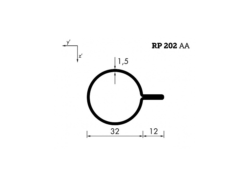 RP202AA~~L=6000mm HOP profiel in brut staal Q32x12x1,5