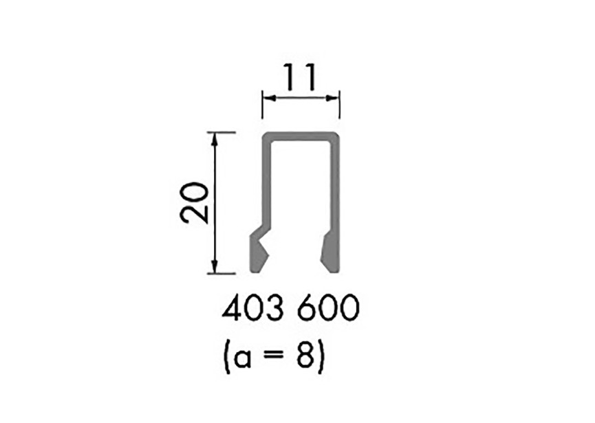 180-403600~~L=6000mm Glaslat 11x20mm in alu voor HOP profielen