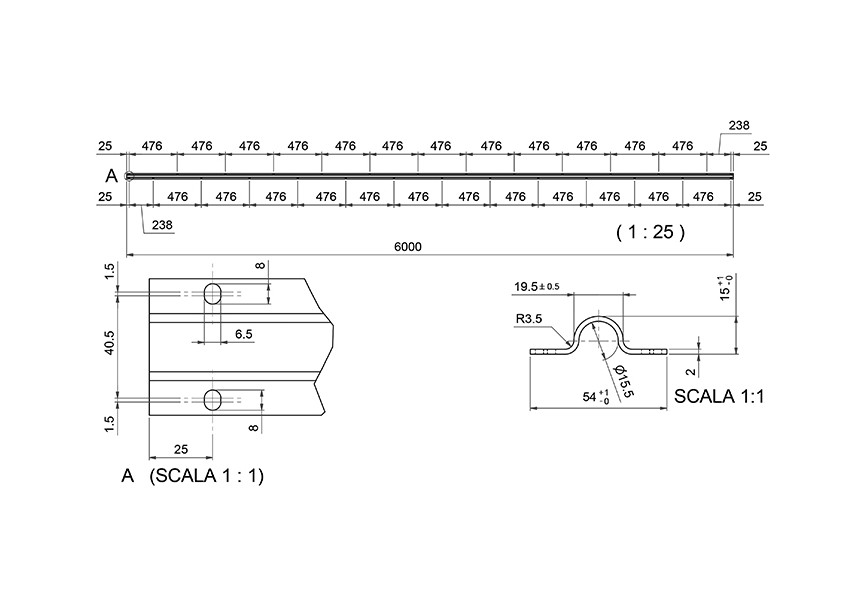 289I-6M~~GRONDRAIL RAPIDO TE SCHROEVEN - 6 M. INOX