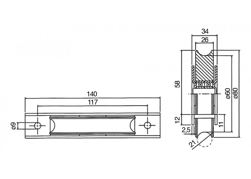 RC121-80-2U~~WIELEN VERZ.ST.2 KOGELL.GESL MONTAGE