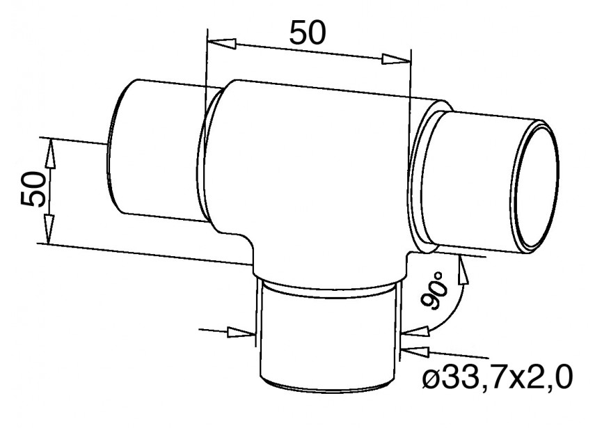 130307-233-12~~T-FITTING VOOR BUIS Ø 33,7X2,0MM,