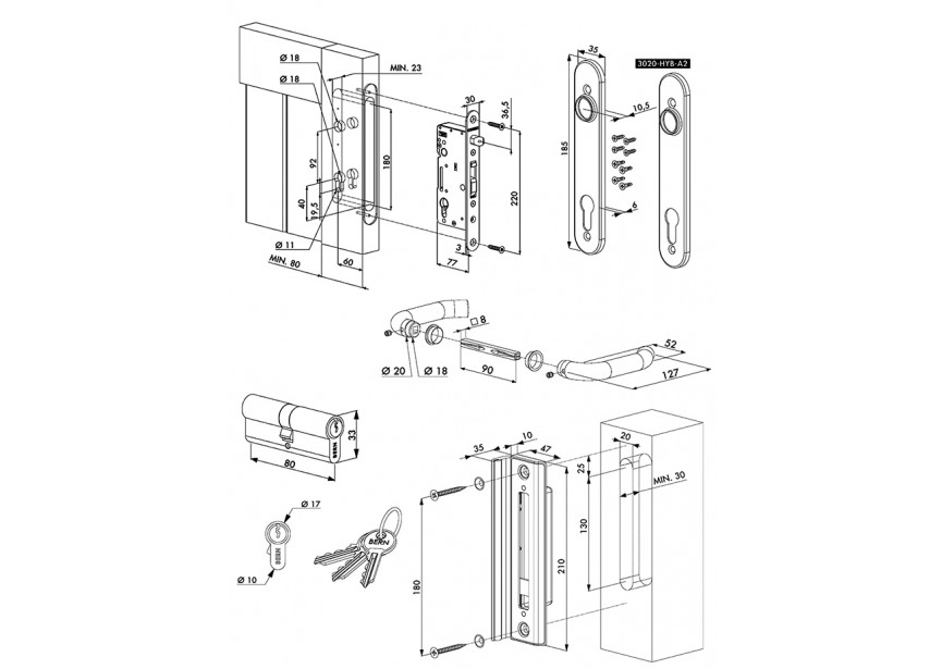 P00014322 - H-wood+3006i-h+vsz cyl 80mm+2x3020hyb-a2+shkw-alum