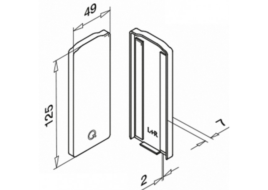 168012-00-18~~EINDKAP LINKS EN RECHTS V. BODEMPROFIEL EASY-GLASS