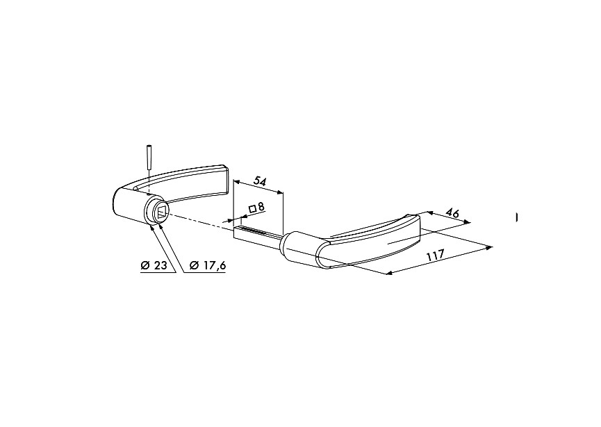 P00006276 - Paire de poignées en polyamide avec carré de 54mm