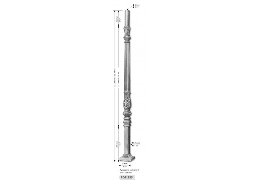 FOP555~~GIETIJZEREN BEGINSPIJL - LENGTE 130 CM