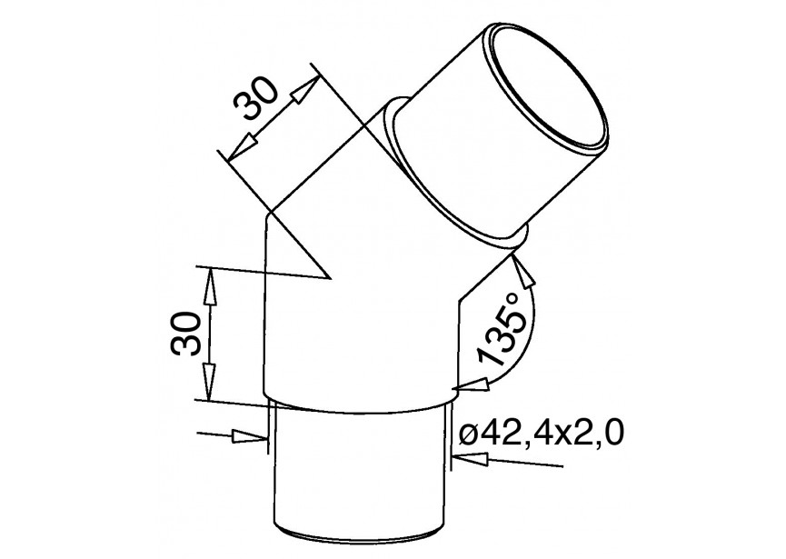 130300-242-12~~HOEKFITTING 45°, 42,4X2MM,