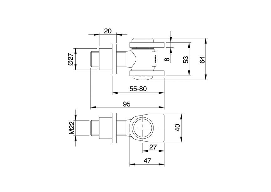 164-2 CHARNIERE REGLABLE M22