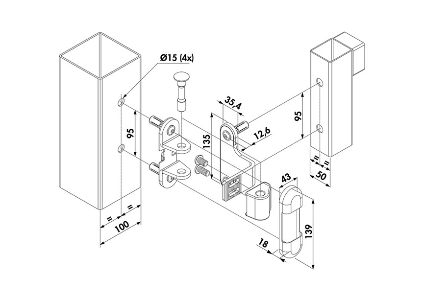 3DM-VP100-P50-A2~~P00006716 - Prijs per set van 2-Scharnier 3-dimensioneel regelbaar inox