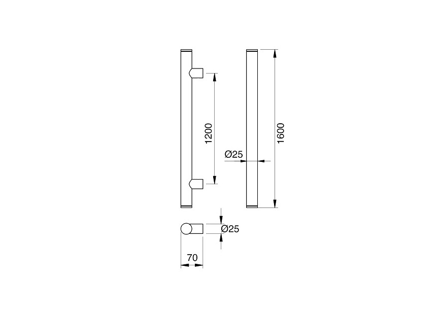 Barre de tirage Hext D25 I1200 L1600 H70 Dc25