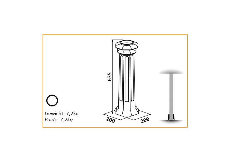 DC-100SQUAROY B~~UITEINDE VOOR KOLOM 100MM - SQUARE ROYAL B