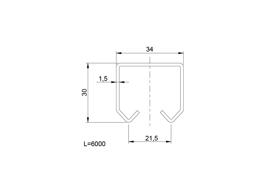 24-P~~RAIL VOOR ROLLEN KLEIN 24MM - 6 METER