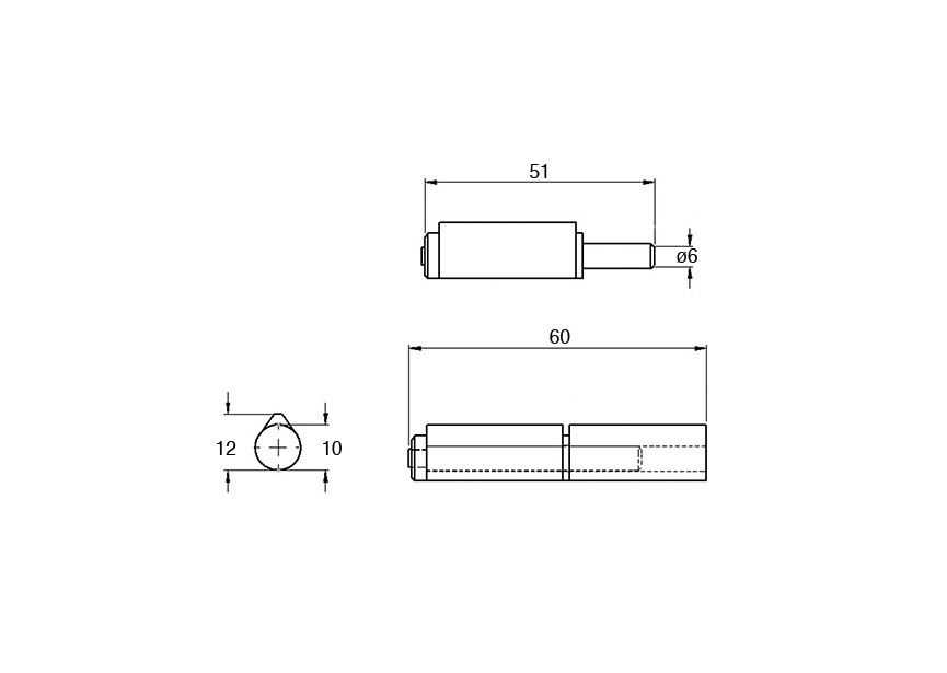 LPMS060~~LASPAUMEL IN STAAL - LOSSE PIN EN SLUITRING IN MESSING