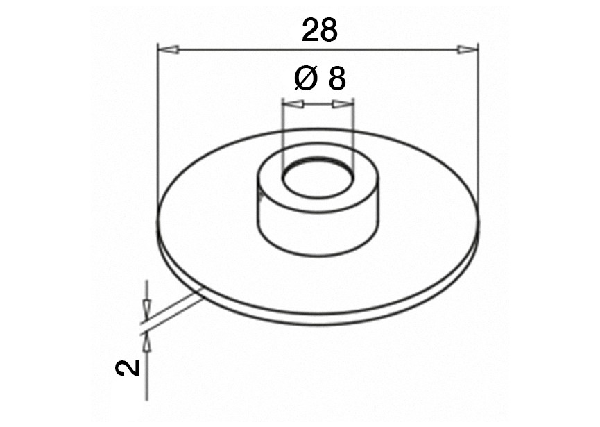 Cale caoutchouc pour adaptateur de verre Ø 28 mm,