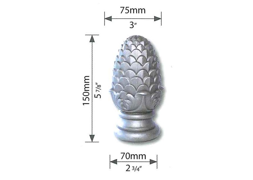 POMME DE PIN  M12 EN ALUMINIUM