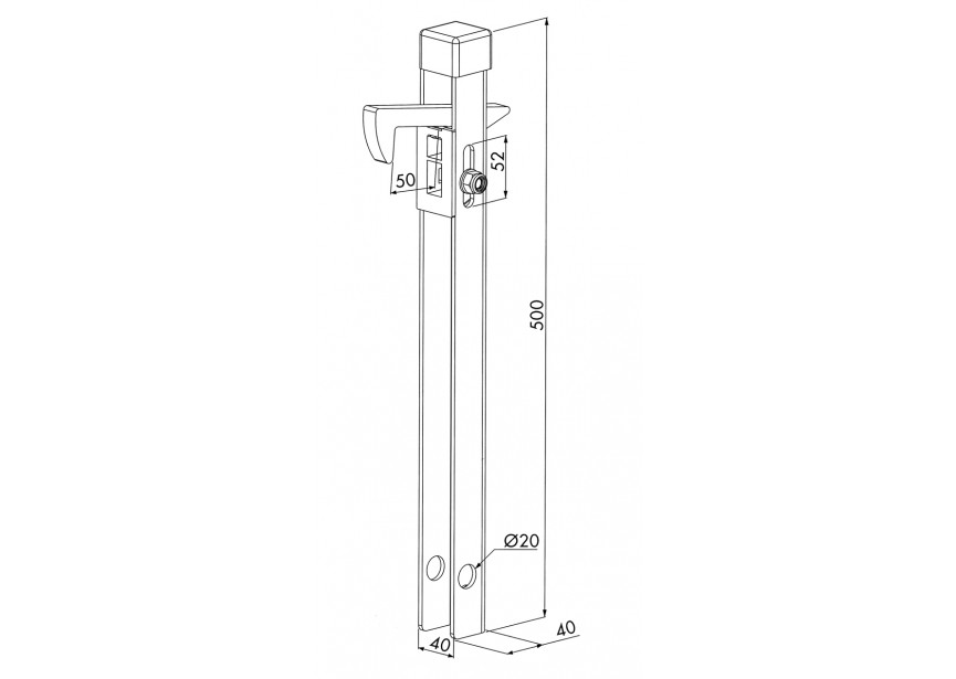 P00006702 - Arrêt de porte galvanisé à chauD- Pour profils avec une largeur max. de 50mm