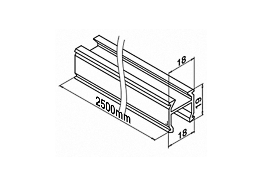 155092-025~~2500MM - LED draagprofiel voor u-profielbuis Ø42,4 mm,