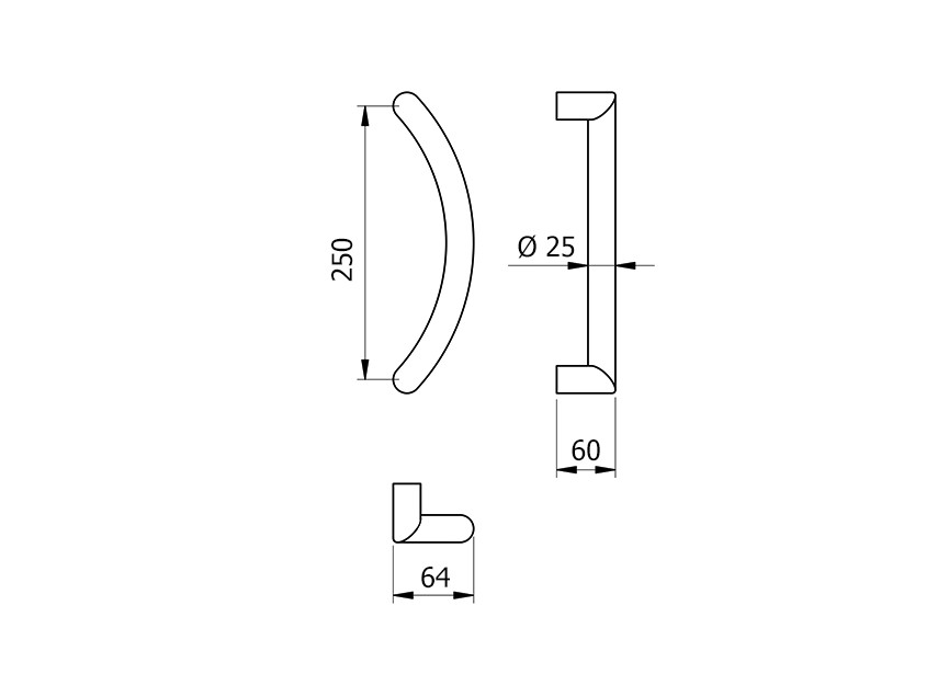 5-4043-010~~Deurgreep Hext D25 I250 H60 B64