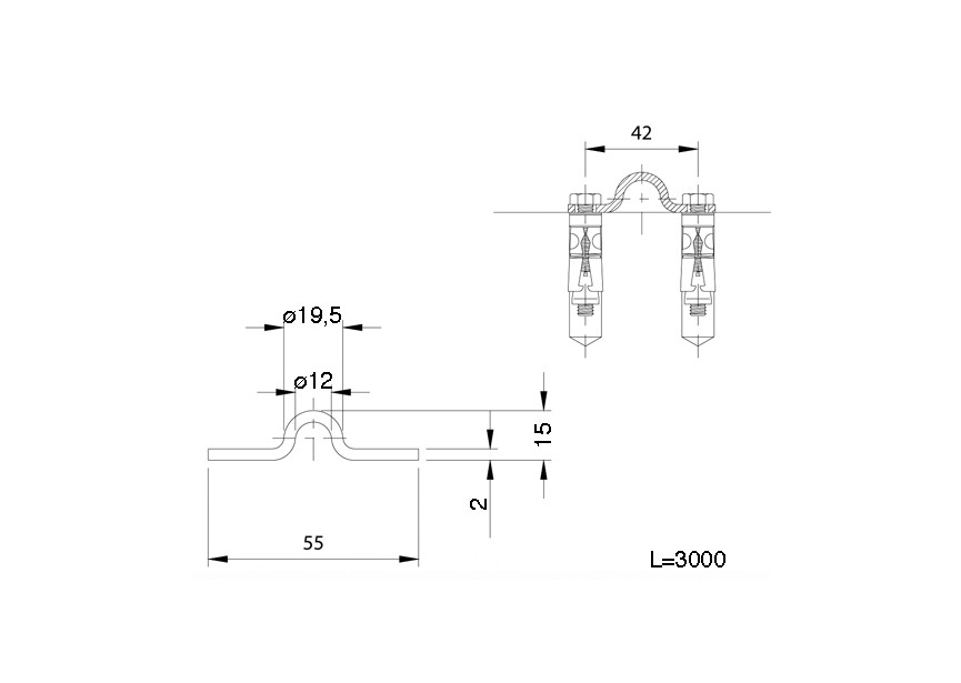 RAIL RAPIDO A VISSER ACIER INOX - 3 M. INOX