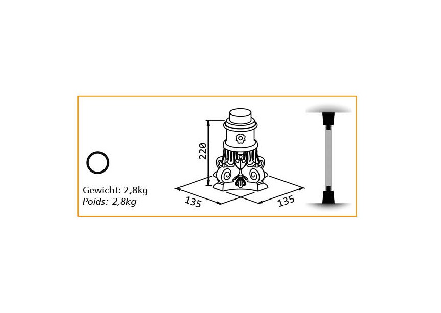 EXTREMITE POUR COLONNE 60MM - TEMPLE A