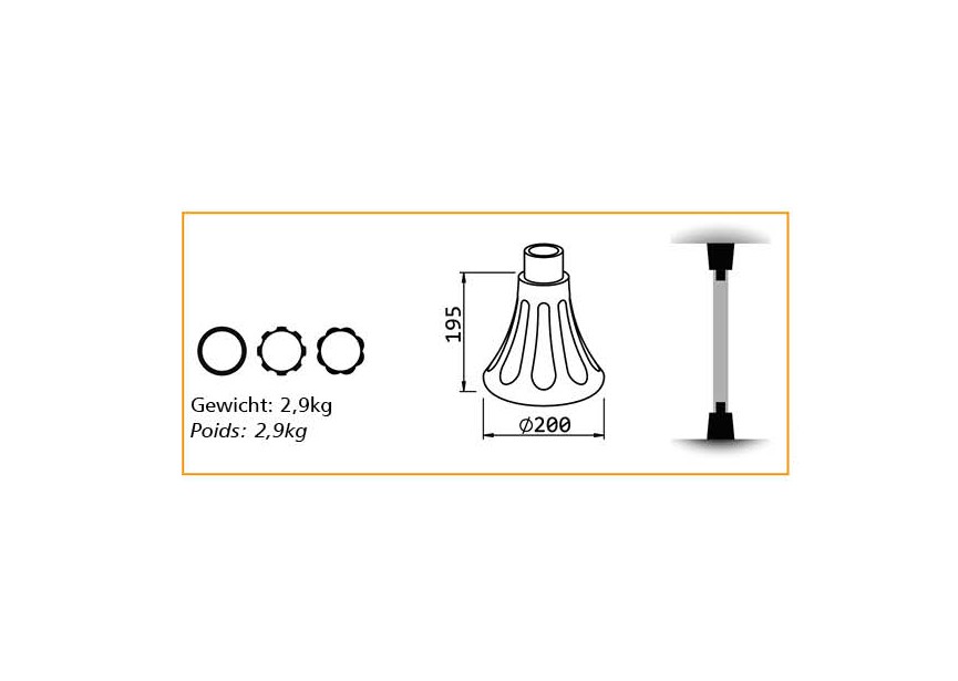 DC-80TROMPROY B~~UITEINDE VOOR KOLOM 80MM - TROMPETTE ROYAL B