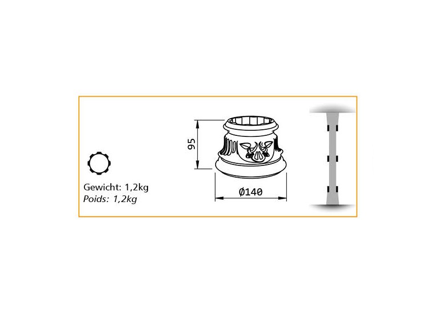 DC-80R FLEUR 2~~RING VOOR KOLOM 80MM - FLEUR 2