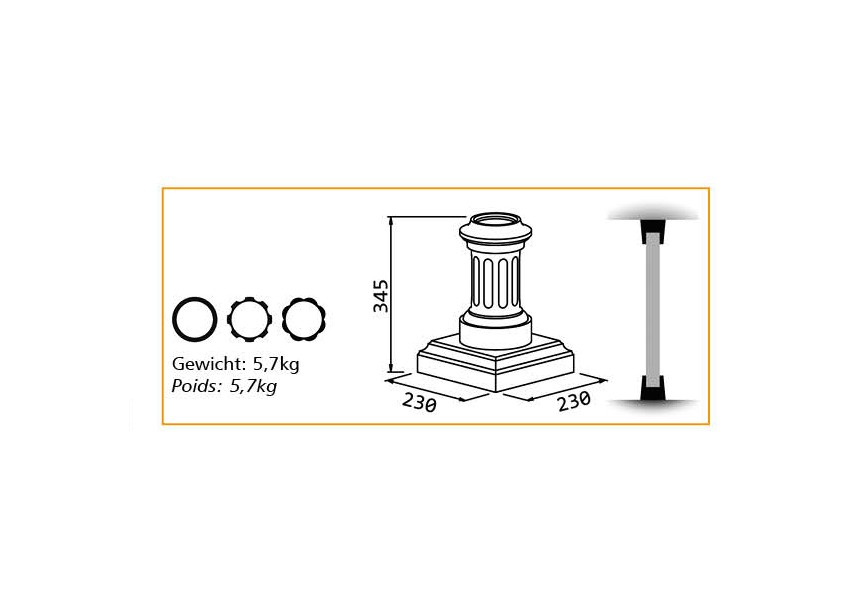 DC-80TRADROY A~~UITEINDE VOOR KOLOM 80MM - TRADITION ROYAL A