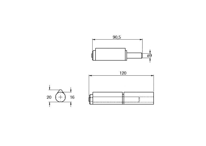 LPMS120~~LASPAUMEL IN STAAL - LOSSE PIN EN SLUITRING IN MESSING