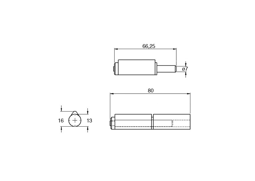 LPMS080~~LASPAUMEL IN STAAL - LOSSE PIN EN SLUITRING IN MESSING