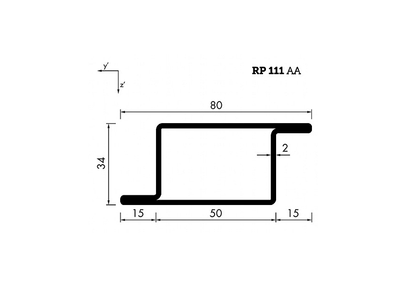 RP111AA~~L=6000mm HOP profiel in brut staal Z34x50x15x2