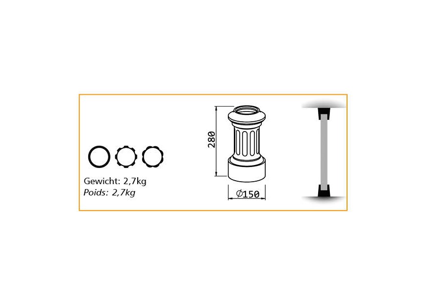 DC-80TRADROY B~~UITEINDE VOOR KOLOM 80MM - TRADITION ROYAL B