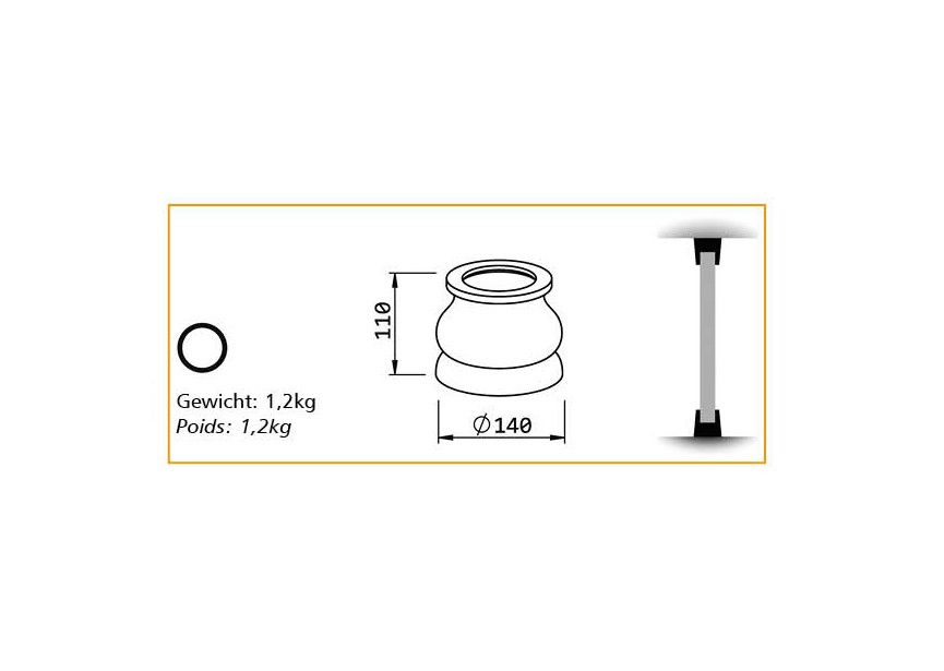 DC-80-100OME~~UITEINDE VOOR KOLOM 80/100MM - OMEGA