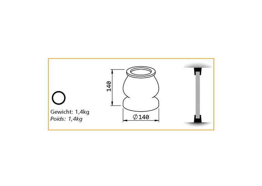 DC-80-100OME MAX~~UITEINDE VOOR KOLOM 80/100MM - OMEGA MAX