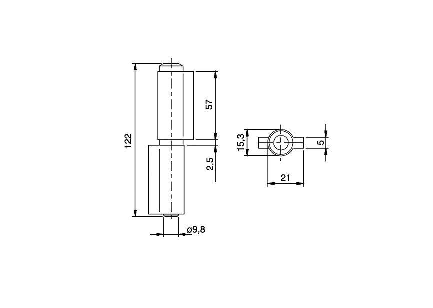 402I-120~~LASPAUMEL MET 2 KORTE AANLASLIPPEN + LOSSE STIFT