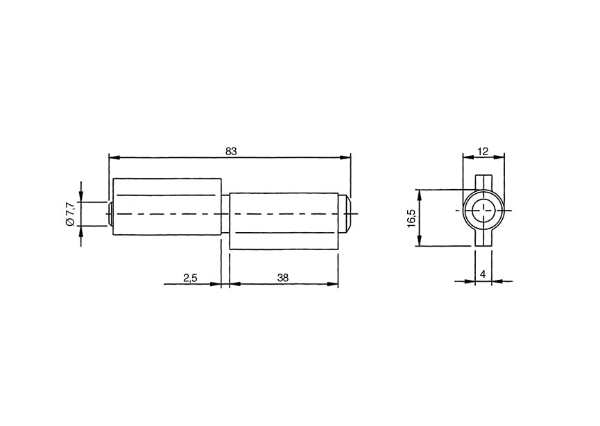 402-80~~LASPAUMEL KORTE AANLASLIP  LOSSE STIFT