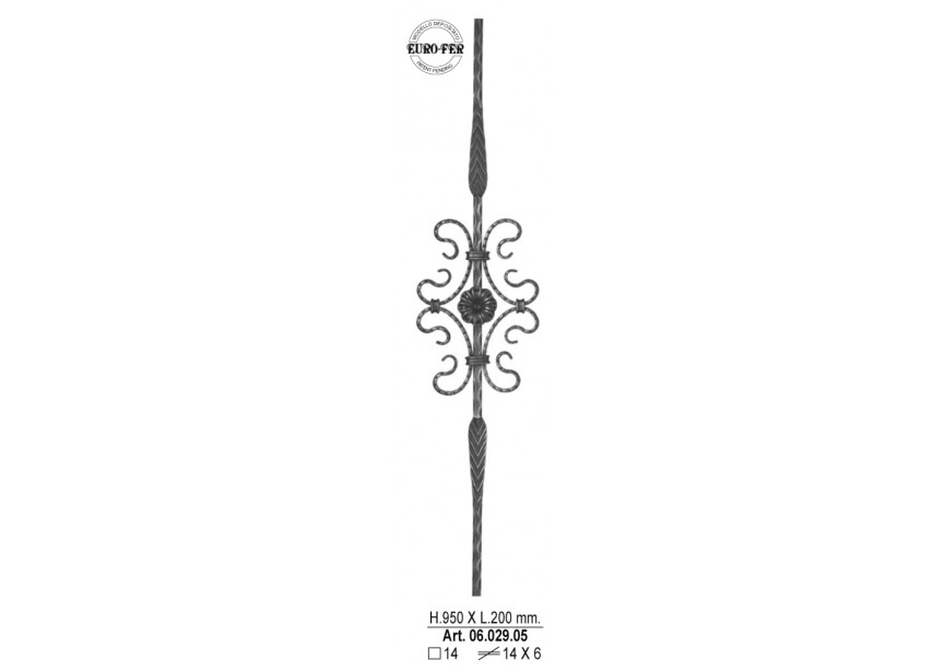 BARREAU 950X200MM 14X6MM