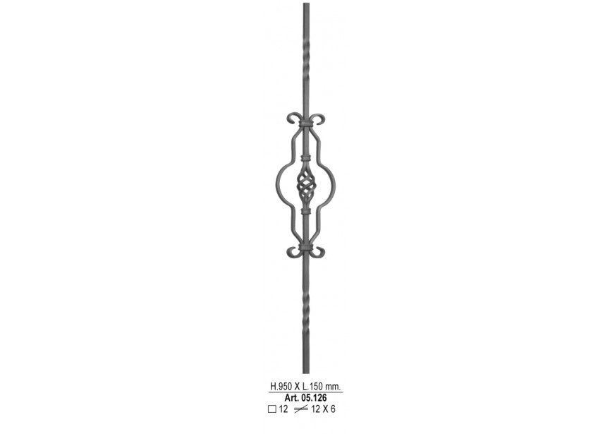 BARREAU 950X150MM 12X6MM