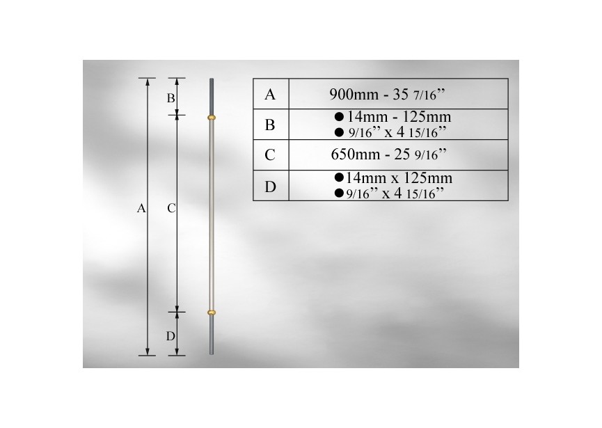 BARREAU HARMONIE LONGUEUR 900MM