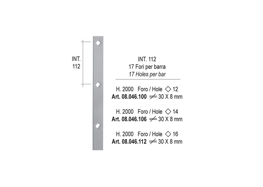 Barre Forate P.30x8 F.q.12 In Obl Int. 112