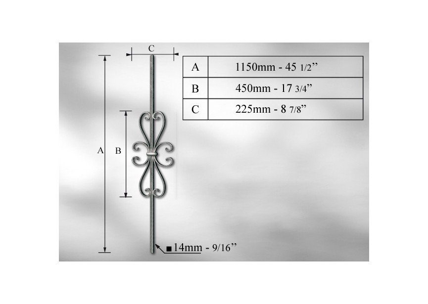 BALUSTRE # 14MM - LONGUEUR 1150MM