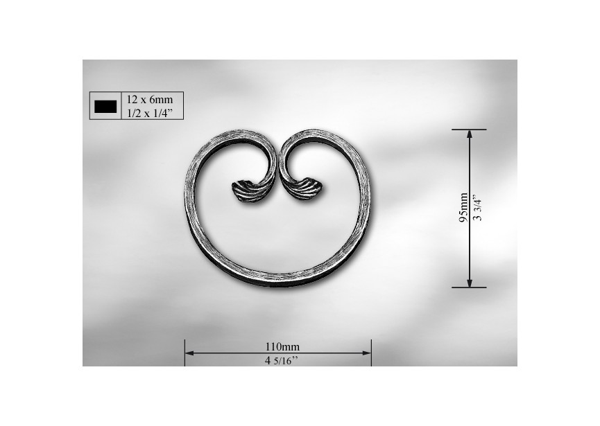 VOLUTE 95X110MM - 12X6MM.