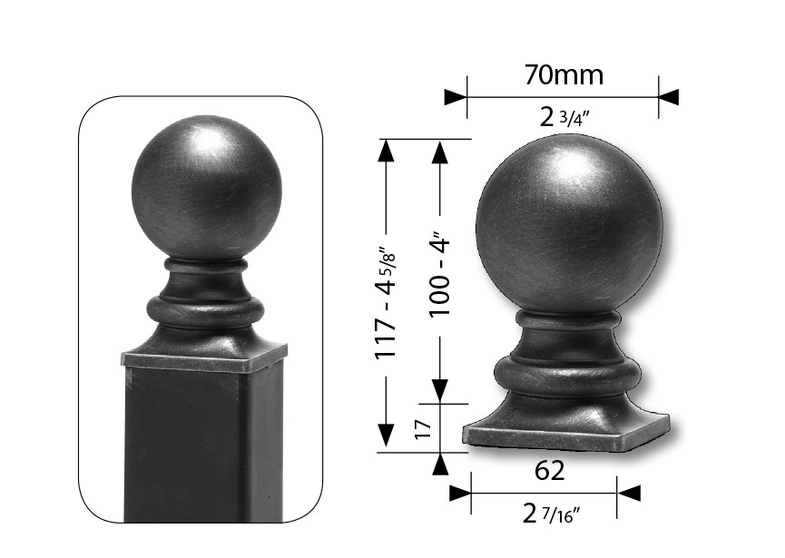 SPHERE CREUSE EN ACIER MOULE - SOUDABLE, NON GALVANISABLE