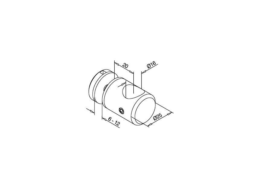 Adaptateurs pour verre, 25 mm, tube Ø 16 mm,