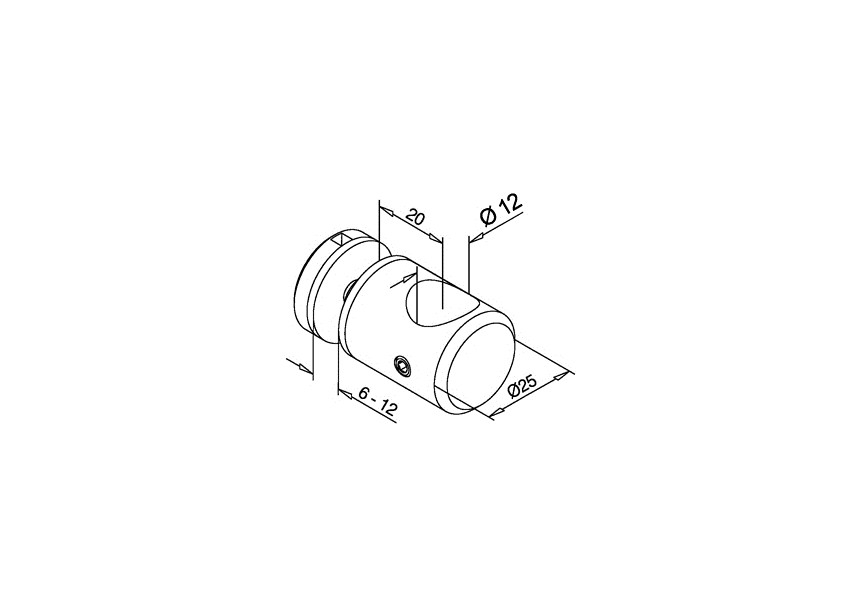 Entretoise p/ verre 6-12 mm, fixat. s/ tube Ø12 mm