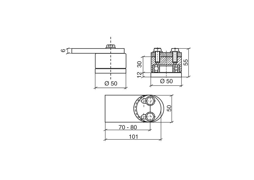 86I-P~~INOX  Scharnier met kogellager. Dia 50