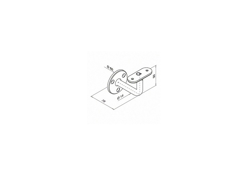 Handrailingsteun voor wandbev., wandafstand=75 mm