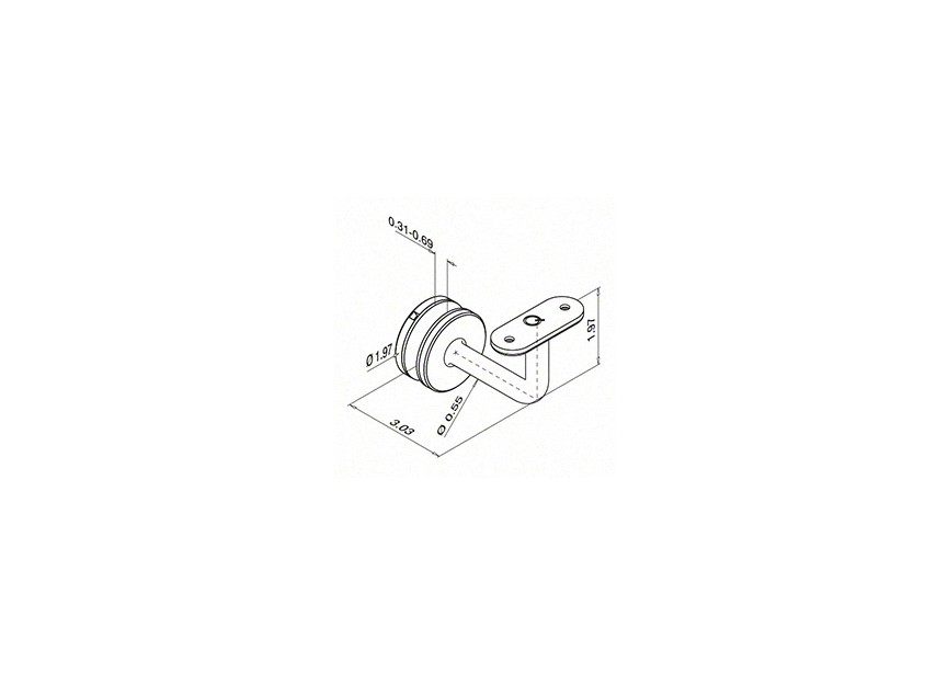 Support de main-courante pour verre, plat